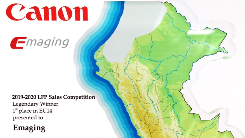 E'maging 1er distributeur Canon en Europe - © 2020 E'maging Trophée récompense Canon EMEA